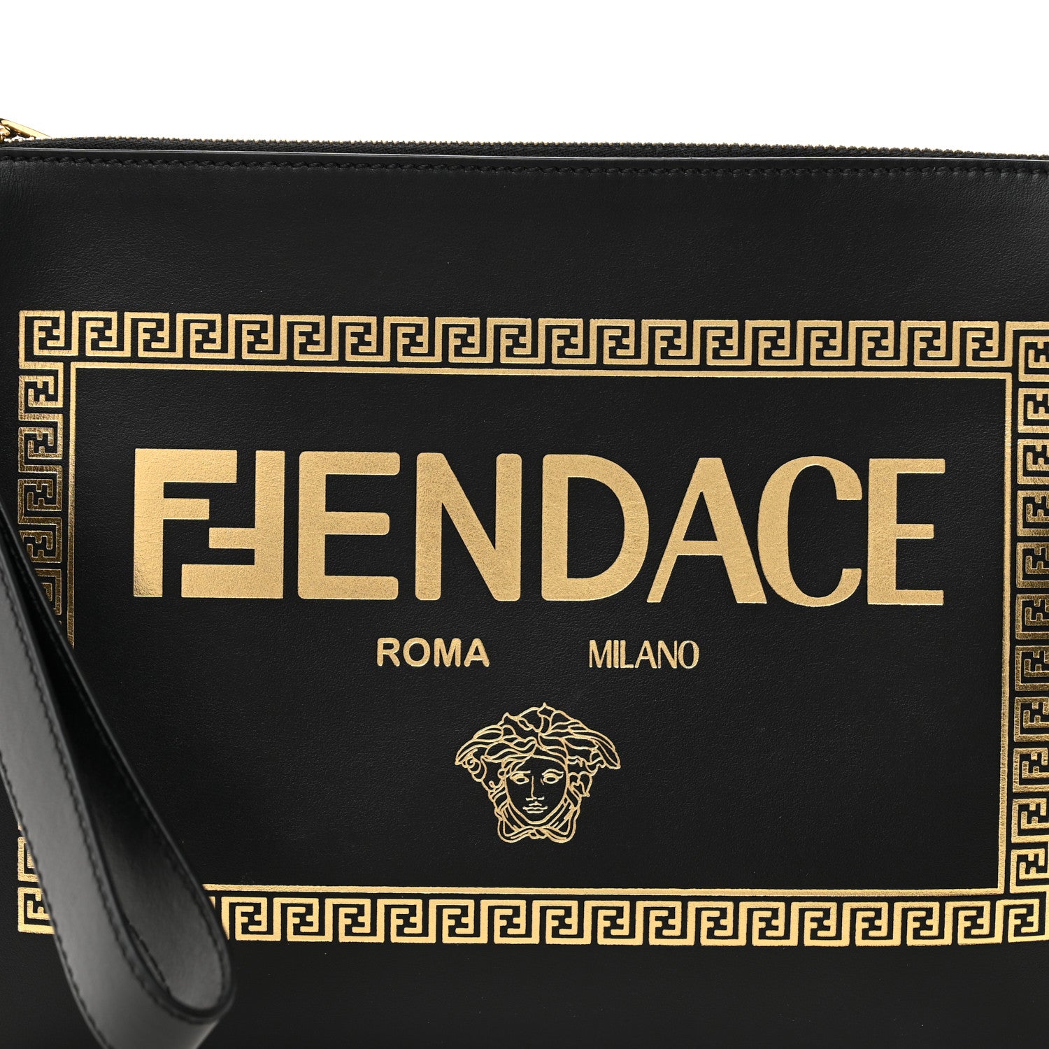 Fendi X VERSACE Vitello Grace Fendace FF Baroque Logo Large Flat