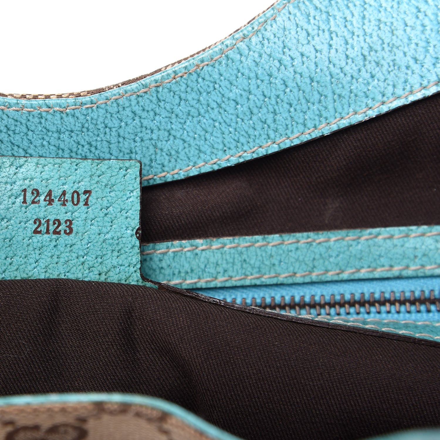 Gucci Monogram Calfskin Large Bardot Shoulder Bag Turquoise 9 of 10