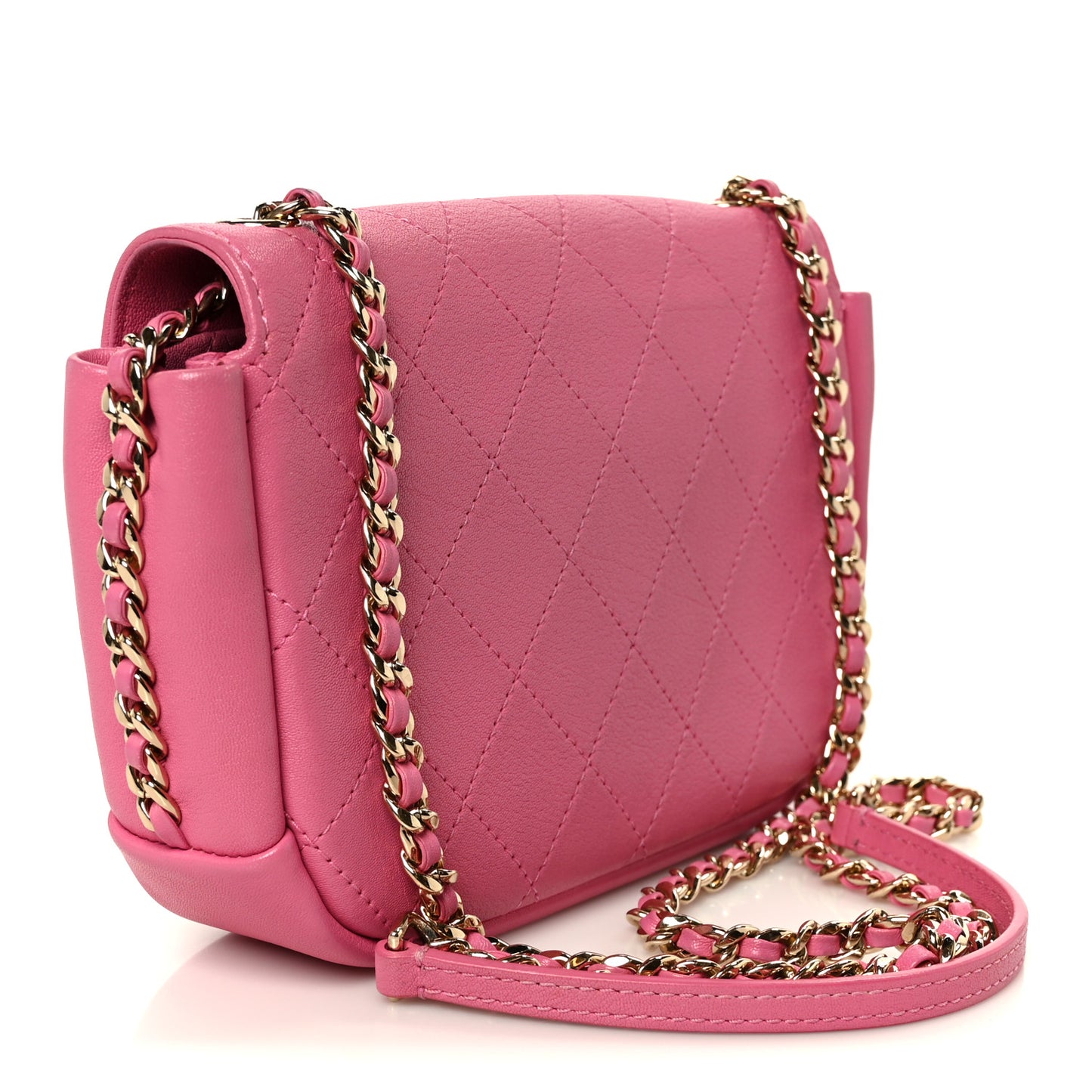 Goatskin Stitched Casual Trip Single Flap Pink