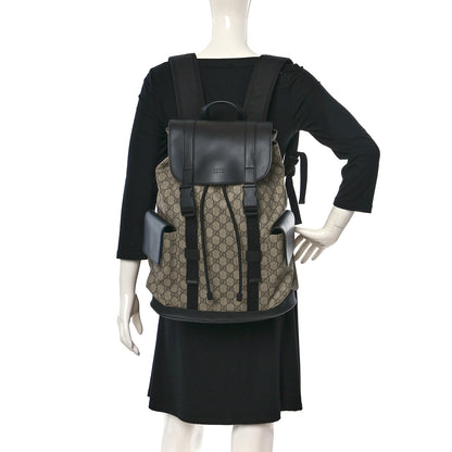 Gucci Soft GG Supreme Monogram Double Buckle Backpack Beige Black 2 of 9