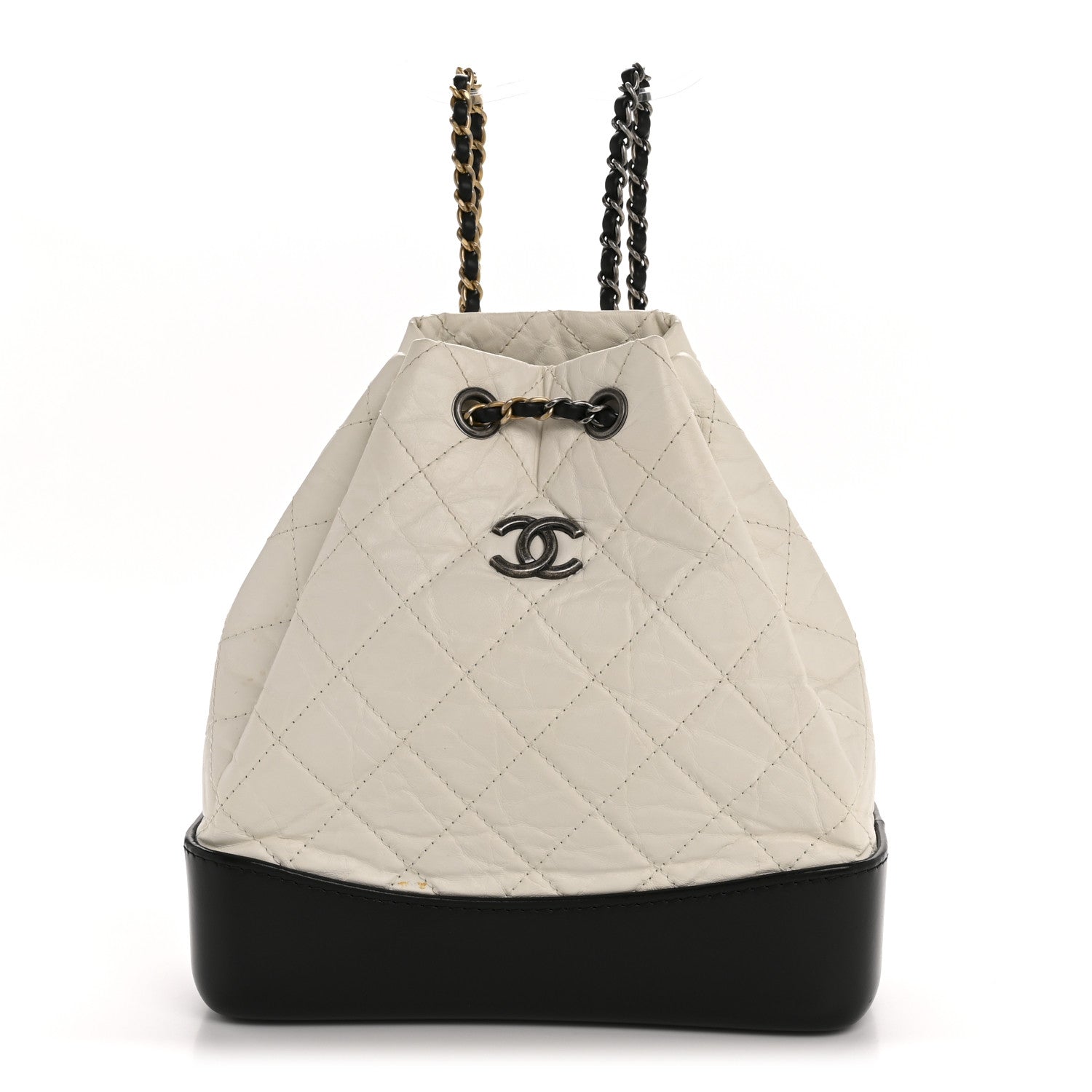 Chanel Aged Calfskin Quilted Small Gabrielle Backpack Black White 1 of 12