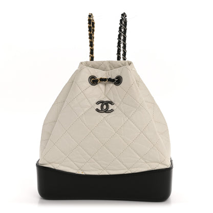 Chanel Aged Calfskin Quilted Small Gabrielle Backpack Black White 1 of 12