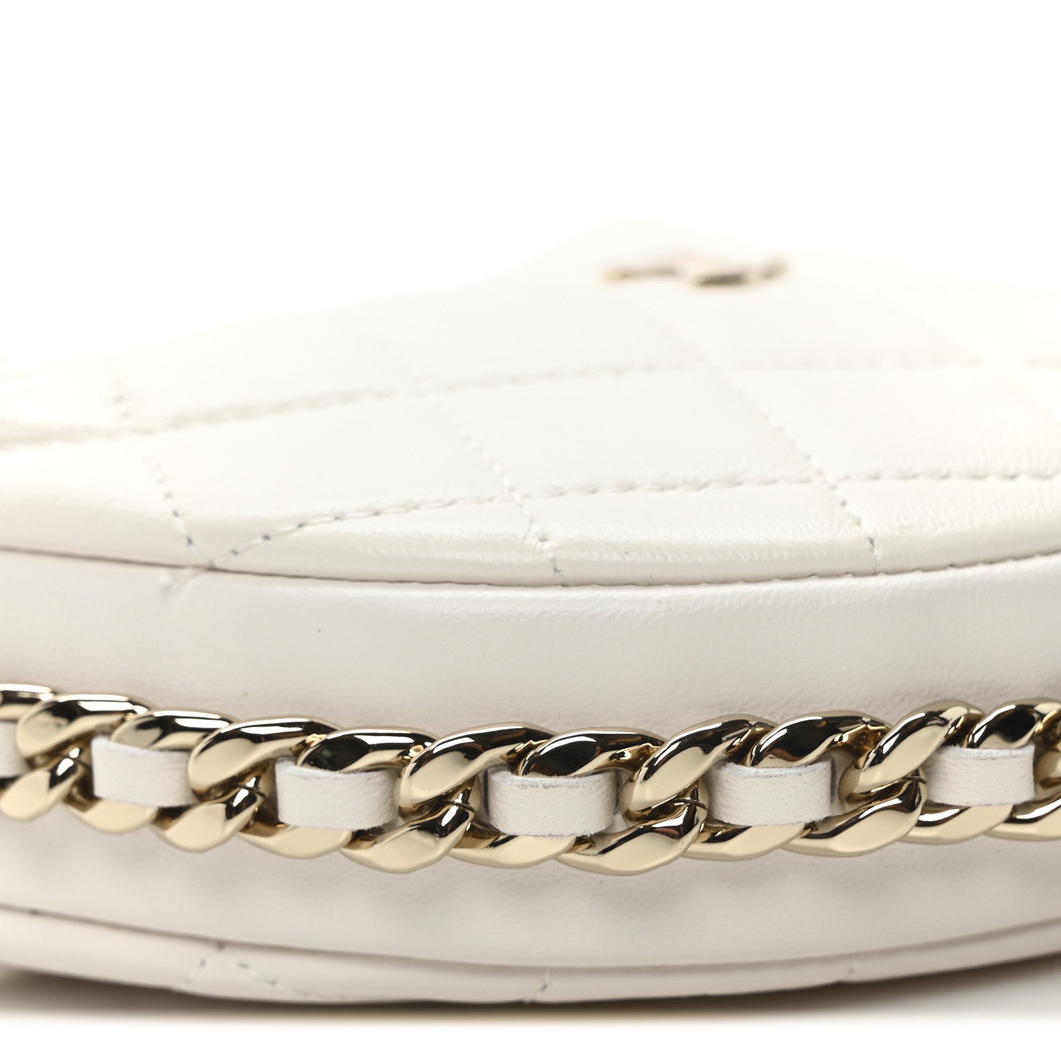 Chanel Lambskin Quilted Chain Around Pouch White 9 of 10