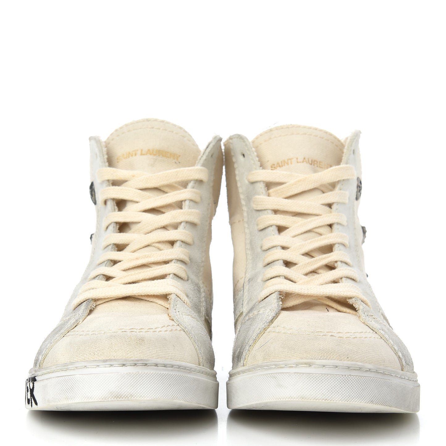 Distressed Canvas Smoking Forever High Top Sneakers 40.5 Milk Panna