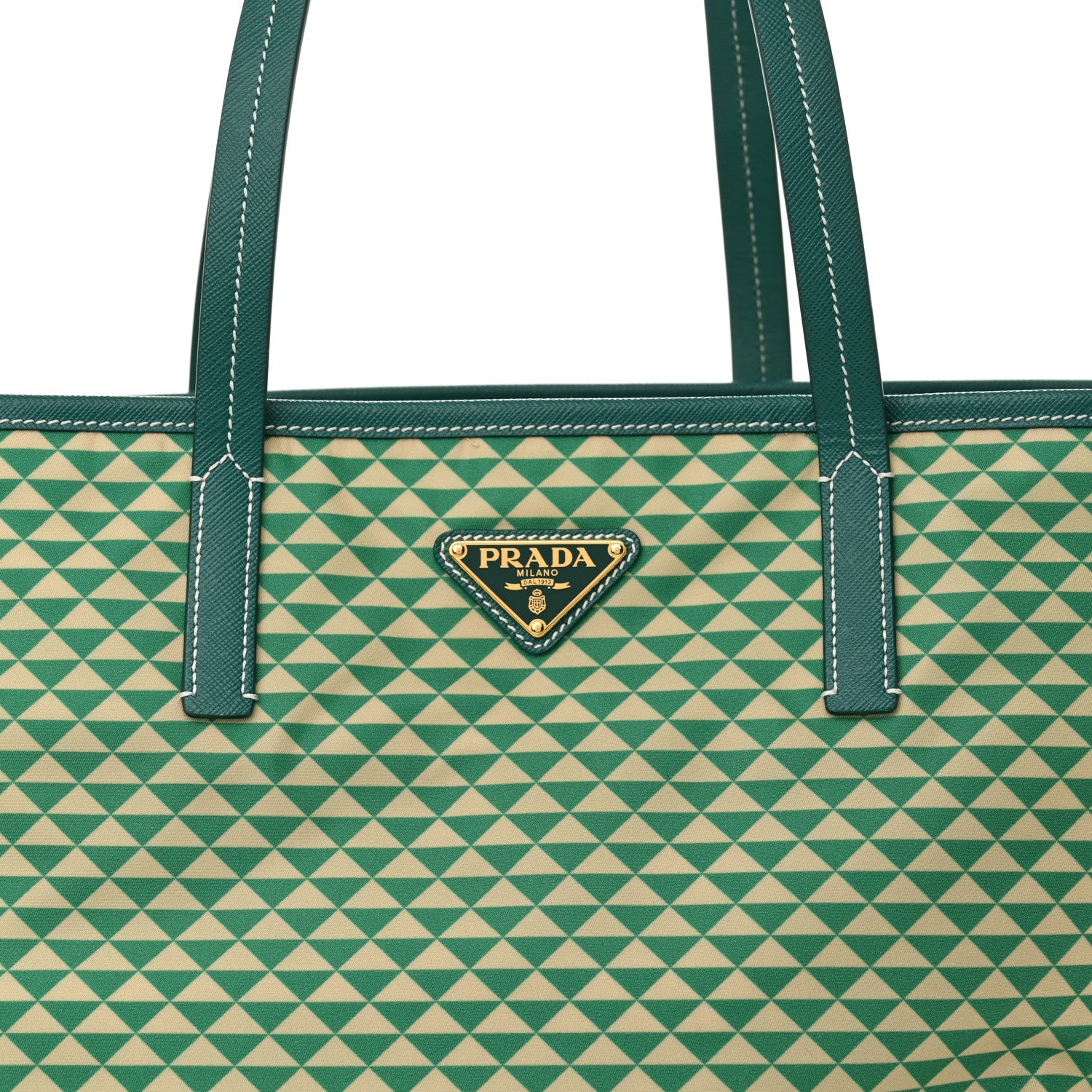 Prada Re-Nylon Saffiano Triangolo Symbole Shopping Tote Green 8 of 10