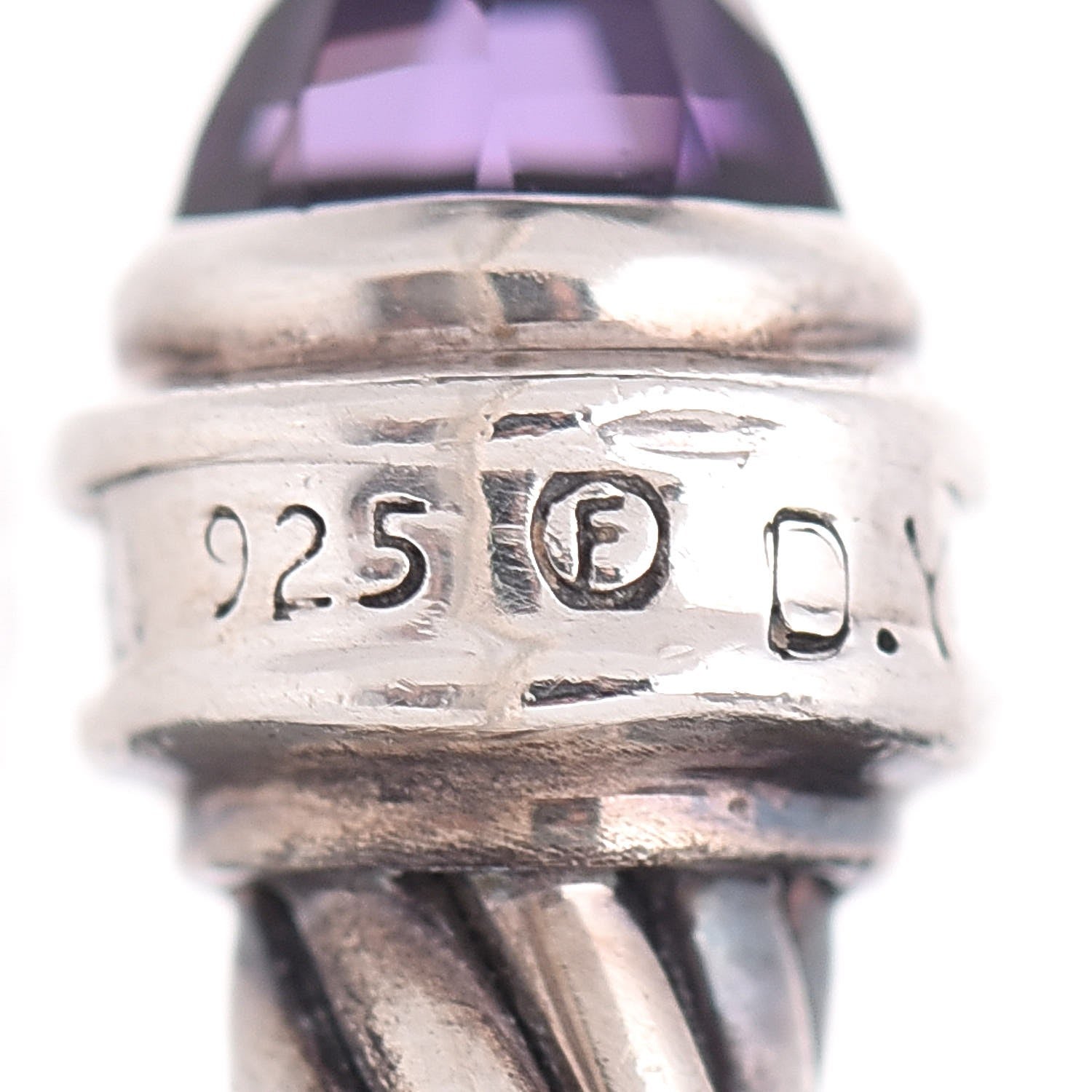 David Yurman Sterling Silver Diamond Amethyst 5mm Cable Classics Bracelet 5 of 5