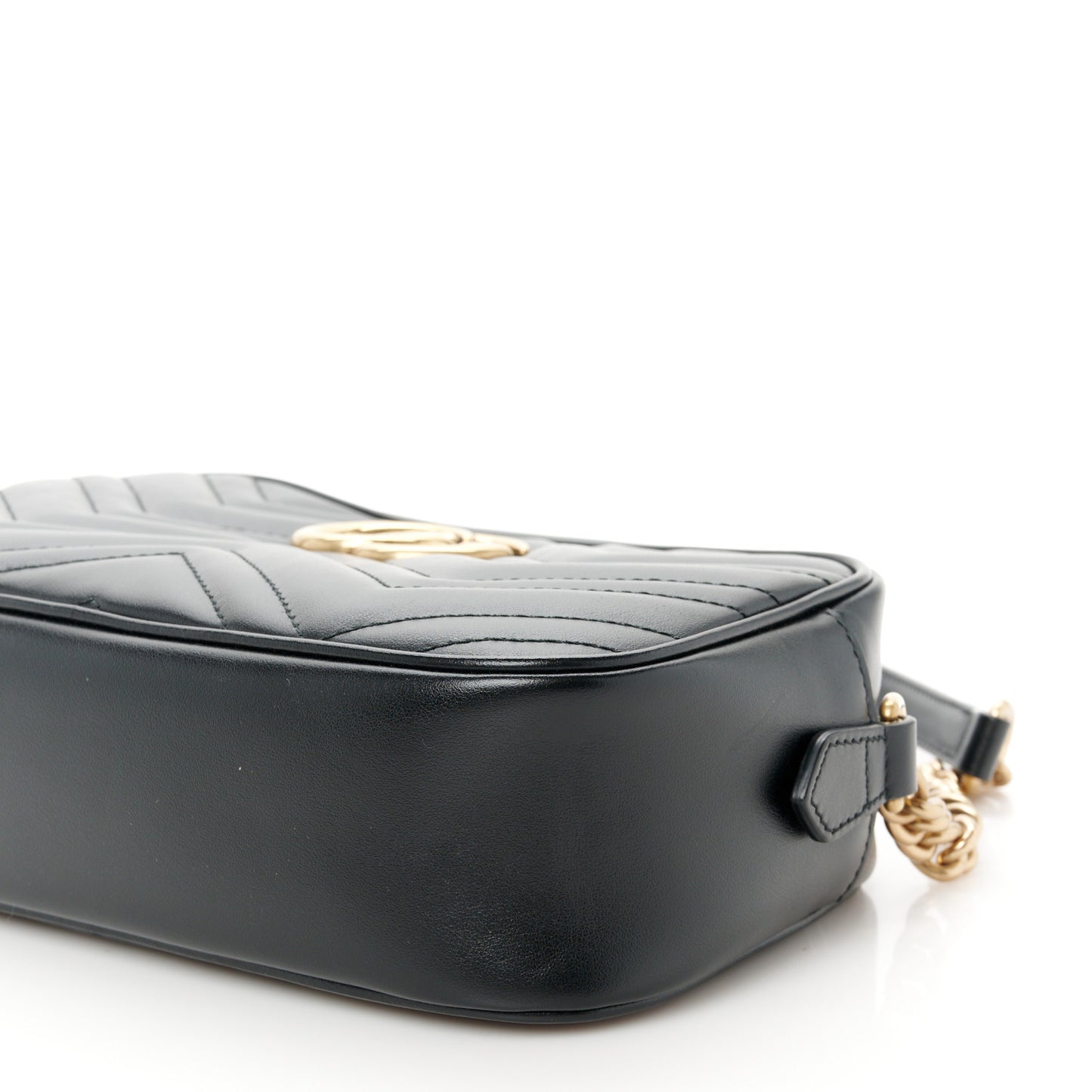 Calfskin Matelasse Small GG Marmont Chain Shoulder Bag Black