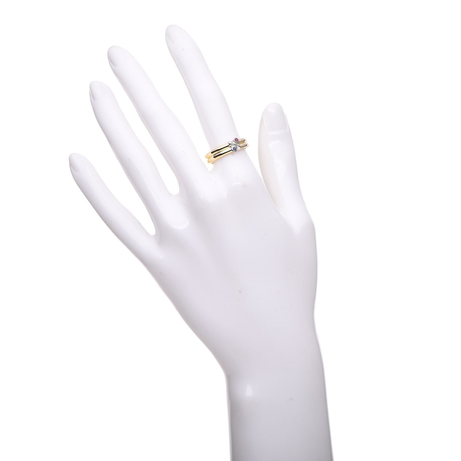 Tiffany 18K Yellow White Gold Ruby Sapphire Ring 6.25 53 2 of 5