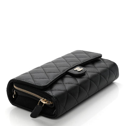 Chanel Caviar Quilted Phone Holder Wallet on Removable Chain Black 3 of 7