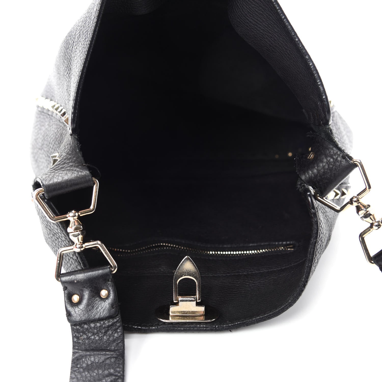 Valentino Garavani Pebbled Calfskin Large Rockstud Flip-Lock Messenger Bag Black 5 of 12