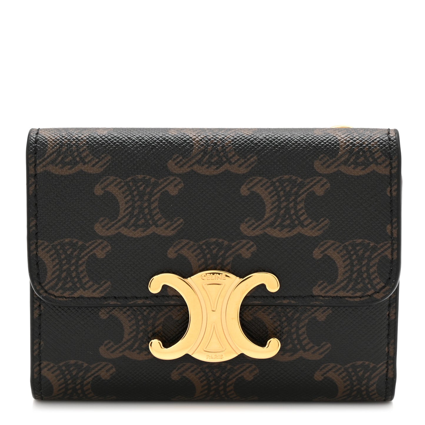 Canvas Triomphe Compact Triomphe Wallet With Coin Purse Tan