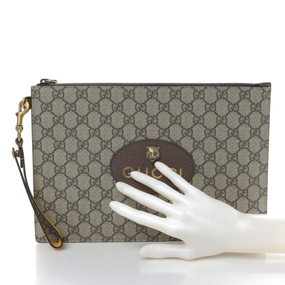 Gucci GG Supreme Monogram Neo Vintage Zip Wristlet Pouch Beige New Acero Crop 2 of 8