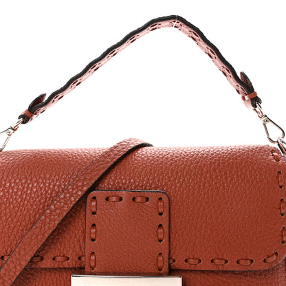 Fendi Cuoio Romano Selleria Macro Stitchings Mini Baguette Sienna 7 of 9