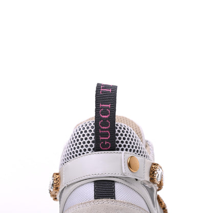 Gucci X SEGA Mesh Calfskin Suede Removable Crystals Womens Flashtrek Sneakers 38 Great White 10 of 11
