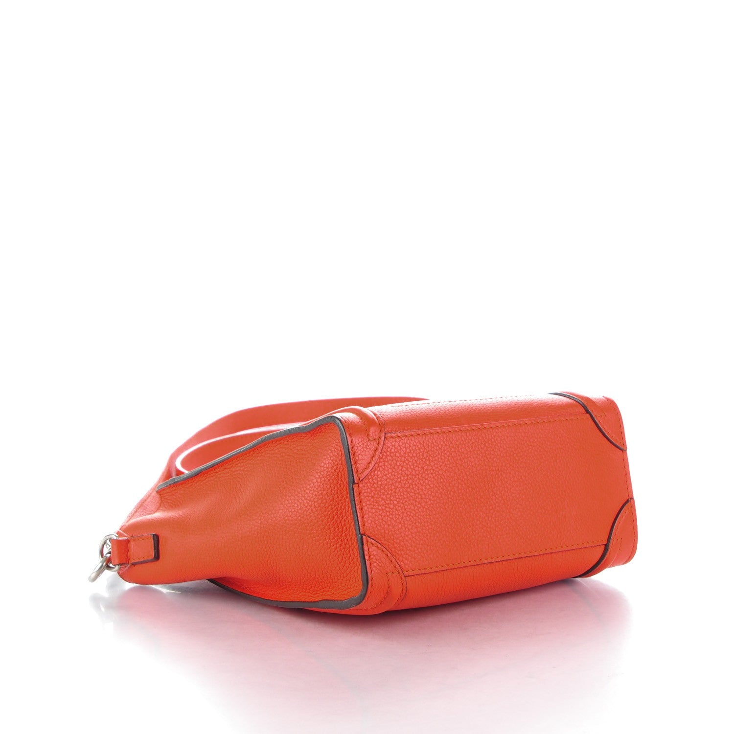 Celine Drummed Calfskin Nano Luggage Vermillion 4 of 8