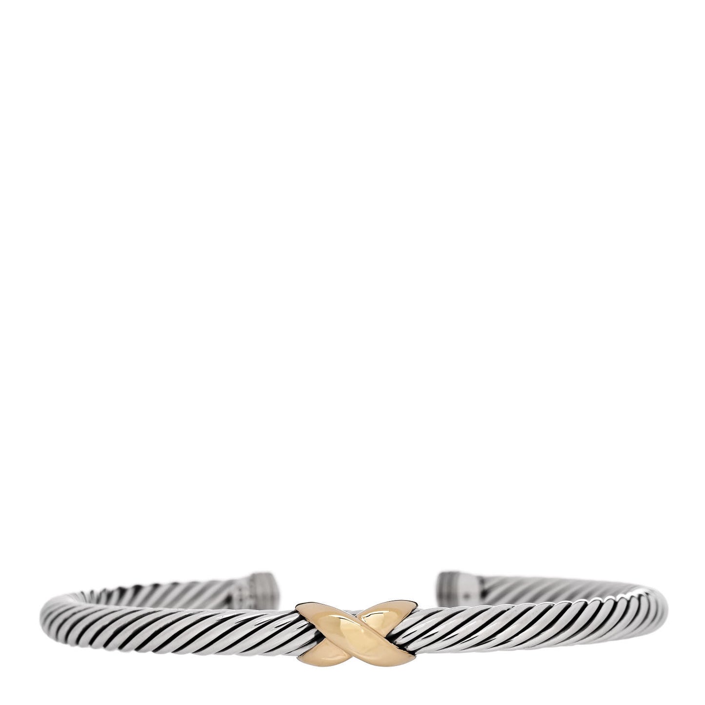 Sterling Silver 14K Yellow Gold 5mm X Station Cable Bracelet