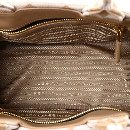 Prada Jacquard Triangolo Symbole Embroidered Tote Corda Talco 5 of 9