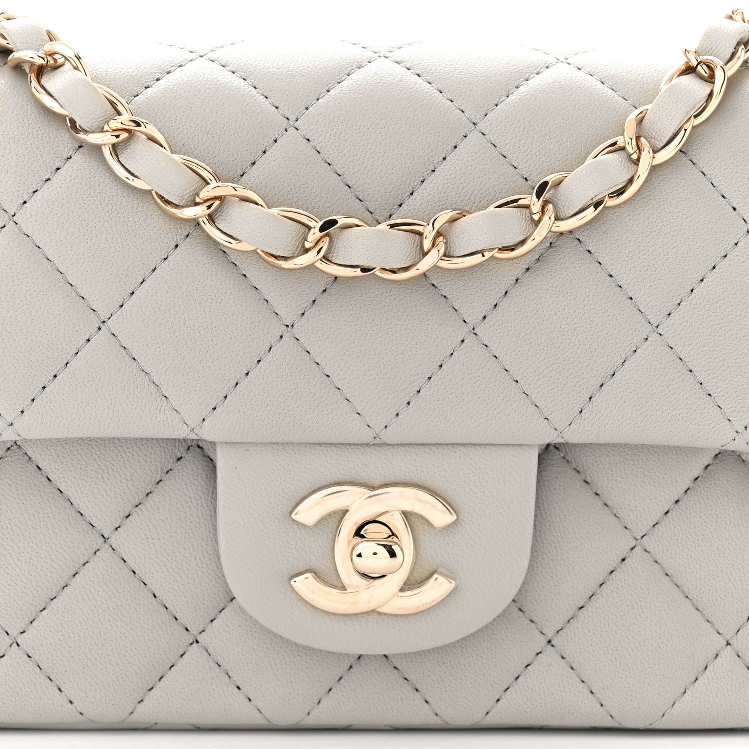 Chanel Lambskin Quilted Mini Rectangular Flap Grey 6 of 11
