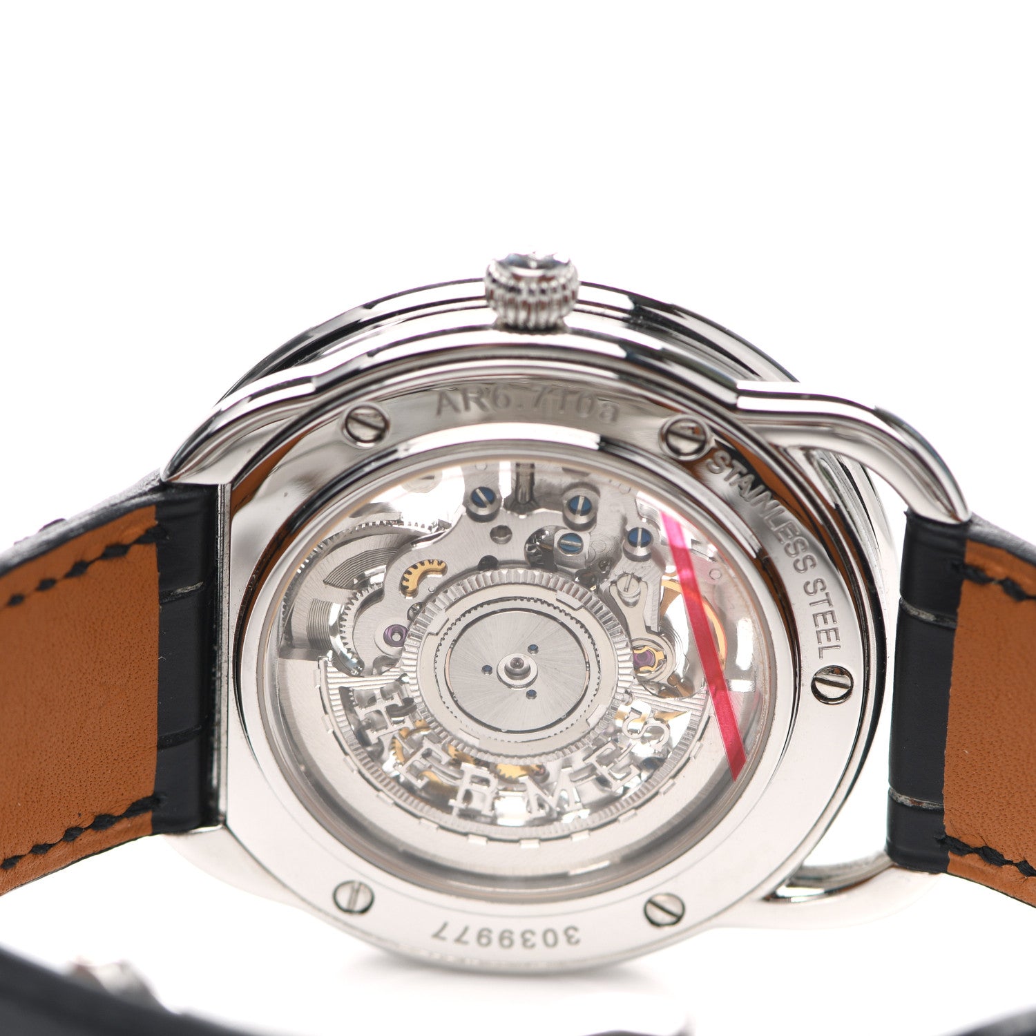 Hermes Stainless Steel Alligator 41mm Arceau Squelette Automatic Watch Noir 7 of 10