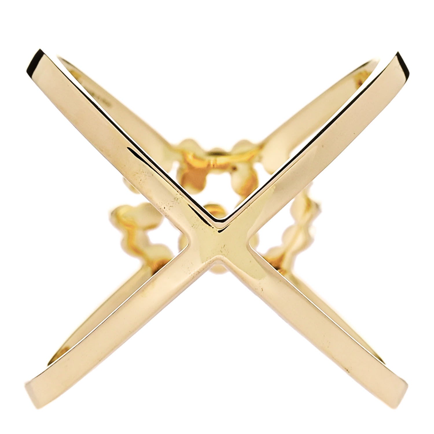 Gucci 18K Yellow Gold Diamond Running G Cross Ring 50 5.25 3 of 5