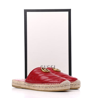 Gucci Nappa Matelasse GG Marmont Espadrille Slippers 37 Hibiscus Red 15 of 15