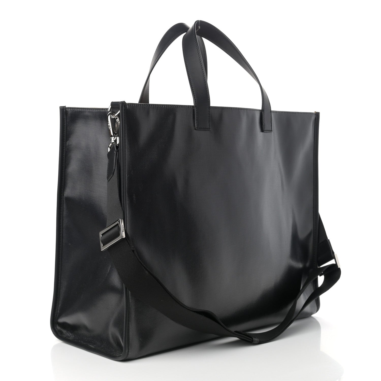 Fendi X SARAH COLEMAN Coated Canvas FF Fish Eye Logo Shopping Tote Black White 3 of 12