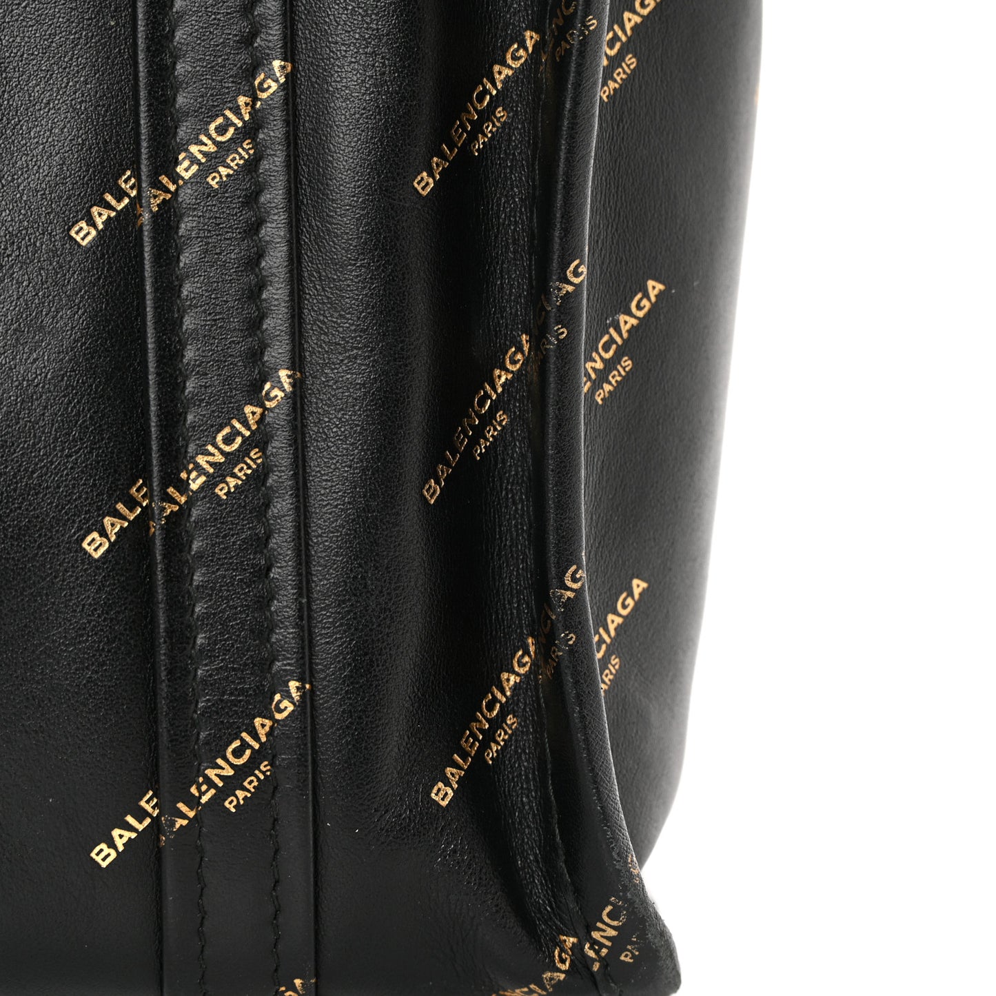 Calfskin Allover Logo XS Bazar Shopper Tote Black Gold