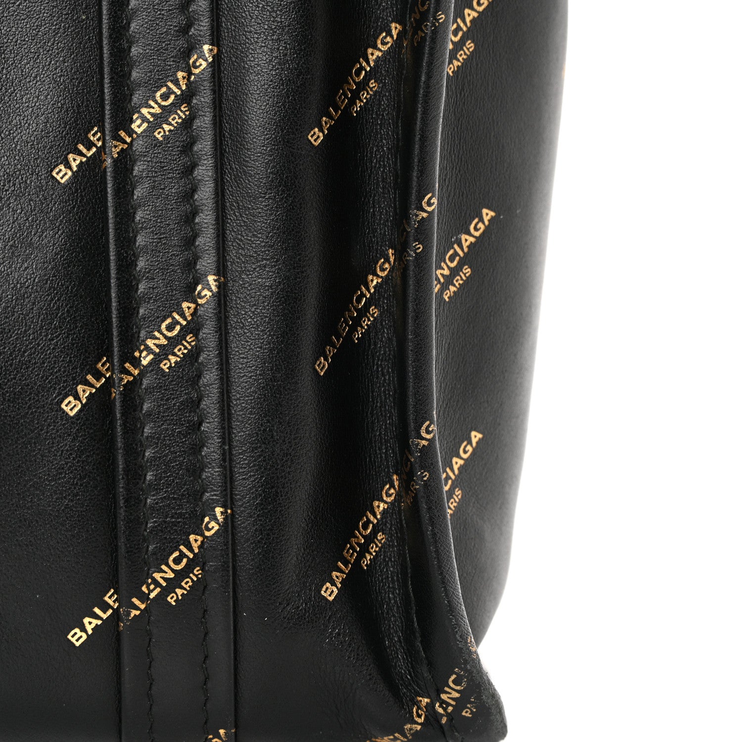 Balenciaga Calfskin Allover Logo XS Bazar Shopper Tote Black Gold 13 of 13