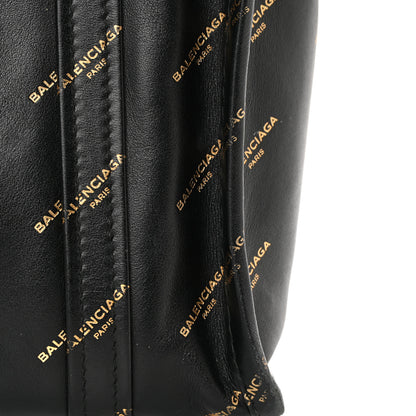 Balenciaga Calfskin Allover Logo XS Bazar Shopper Tote Black Gold 13 of 13