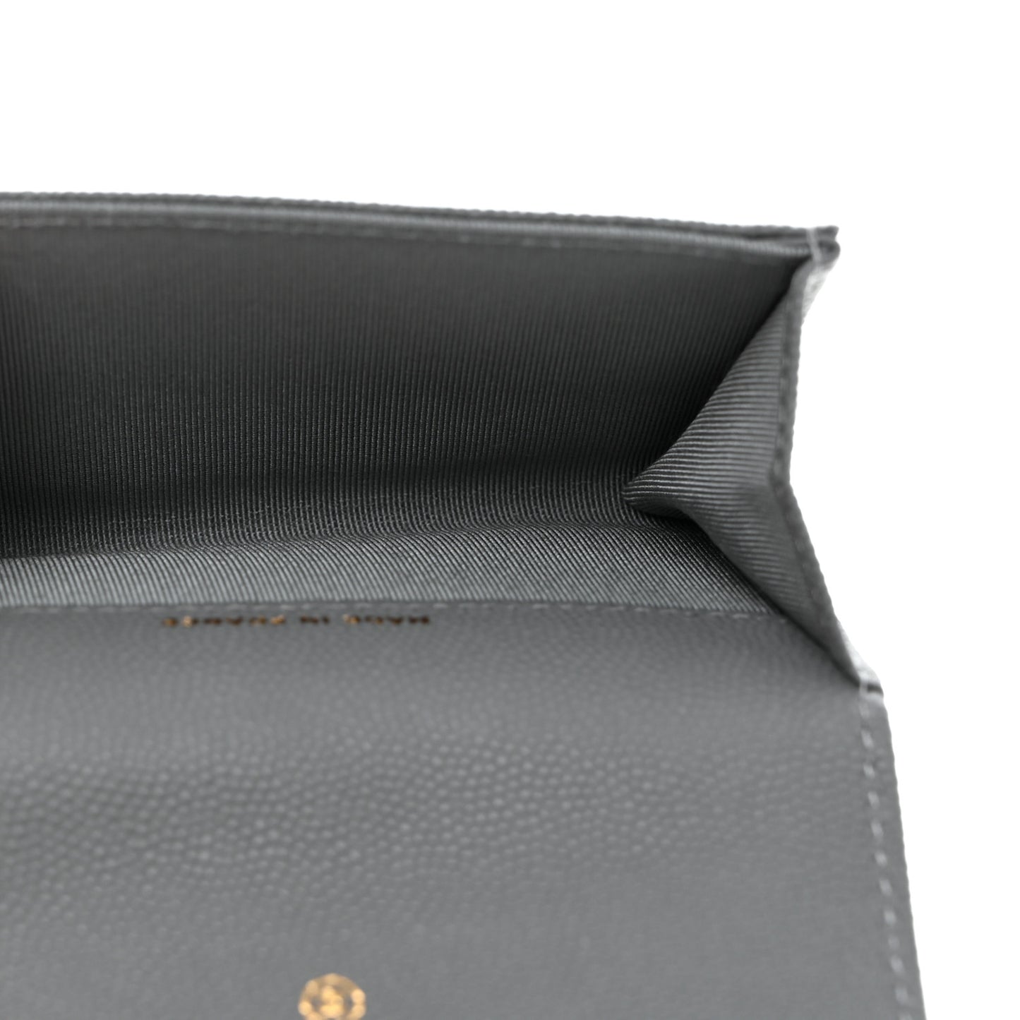 Caviar Quilted Flap Card Holder Wallet Dark Grey