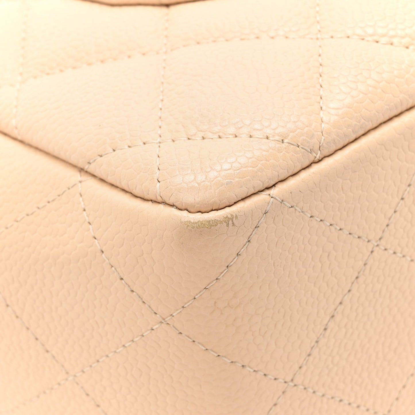 Caviar Quilted Jumbo Single Flap Beige