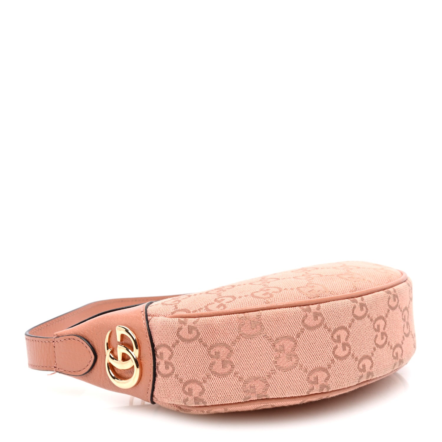 Gucci GG Supreme Monogram Textured Calfskin Web Mini Ophidia Half Moon Hobo Rose Pink 4 of 10