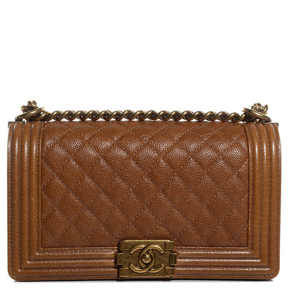 Chanel Caviar Quilted Medium Boy Flap Light Brown 1 of 9