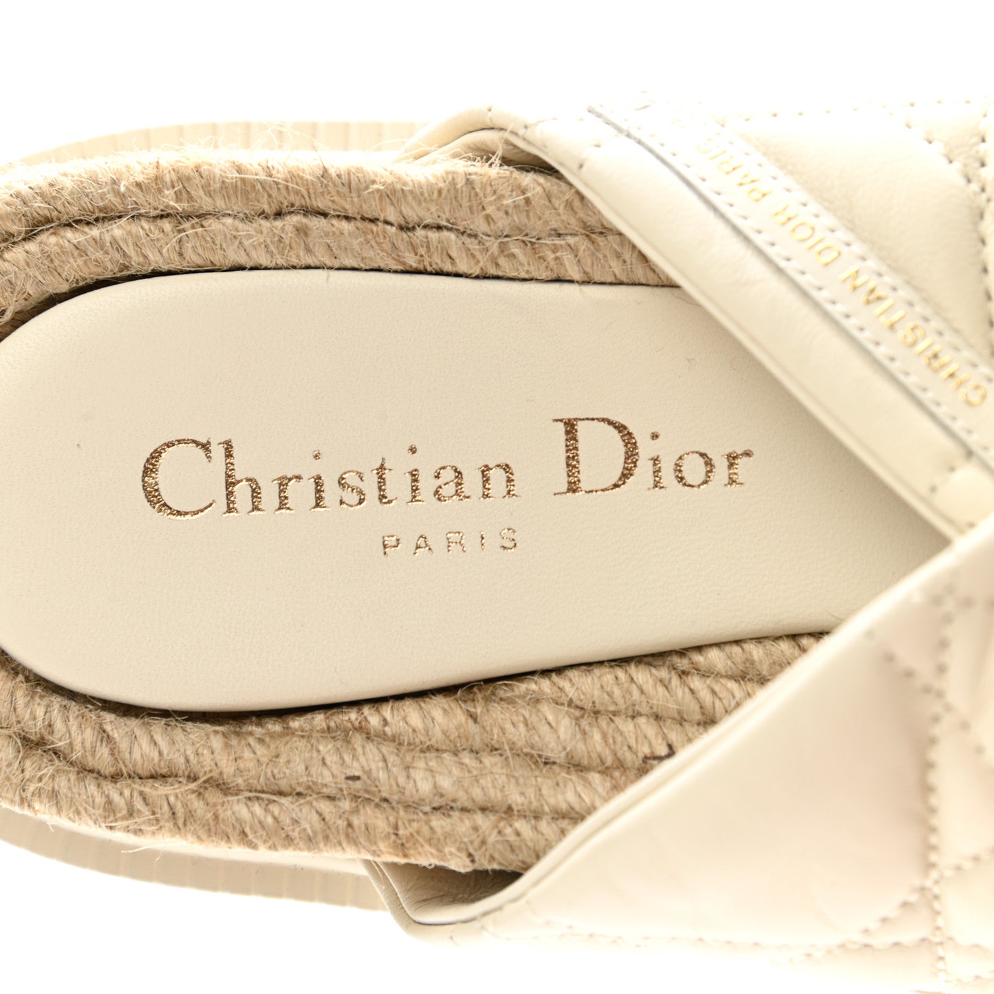 Calfskin Cannage Dtwist Espadrille Platform Sandals 39 White