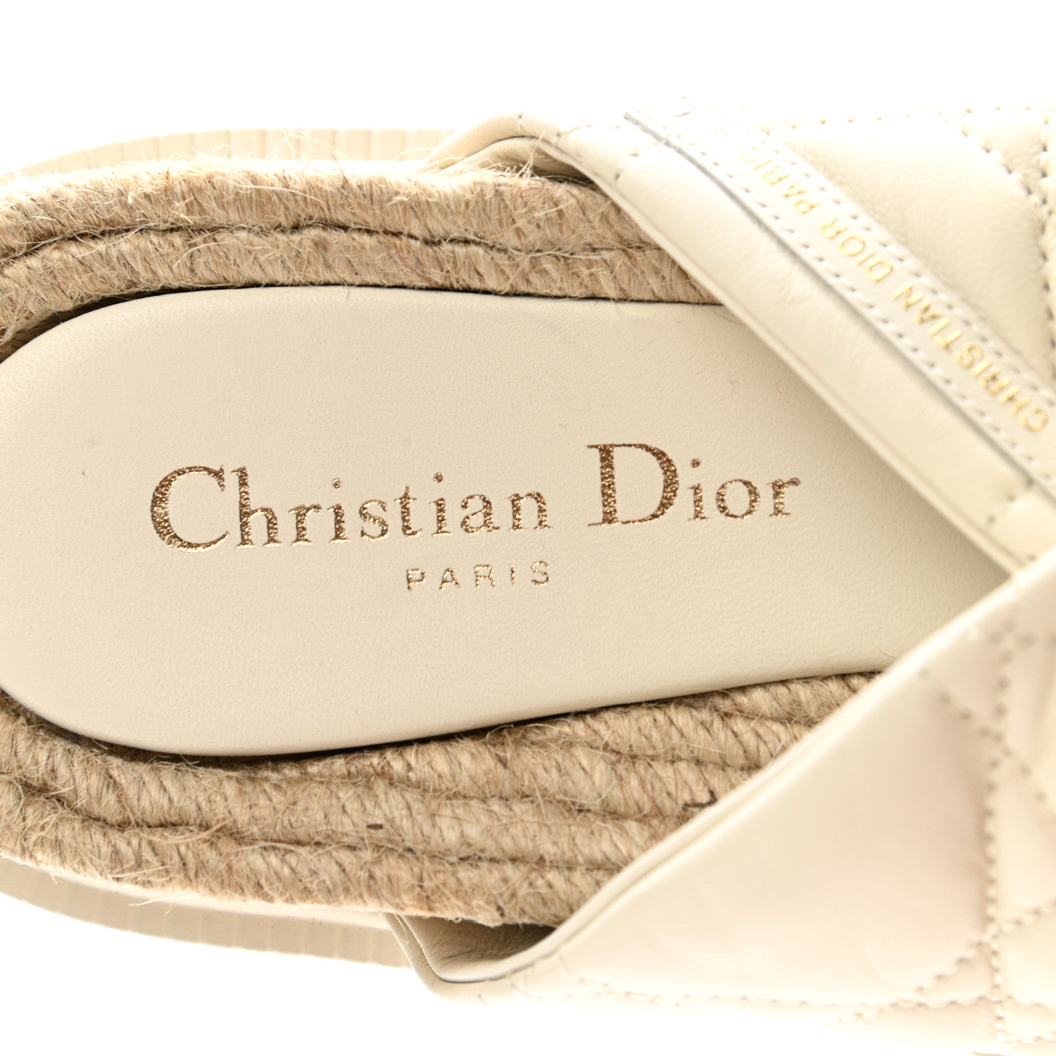 Christian Dior Calfskin Cannage Dtwist Espadrille Platform Sandals 39 White 7 of 9