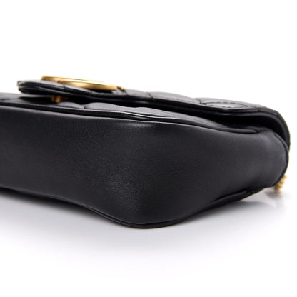 Gucci Calfskin Matelasse Super Mini GG Marmont Shoulder Bag Black 9 of 11