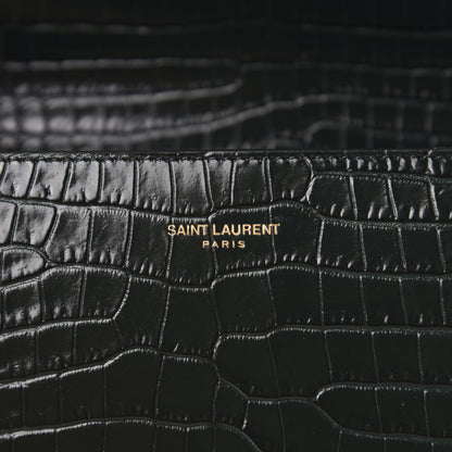 Saint Laurent Calfskin Crocodile Embossed Medium Classic Monogram Cassandra Top Handle Green 9 of 11