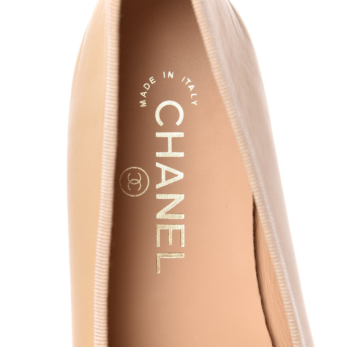 Lambskin Cap Toe CC Ballerina Flats 37 Beige Black