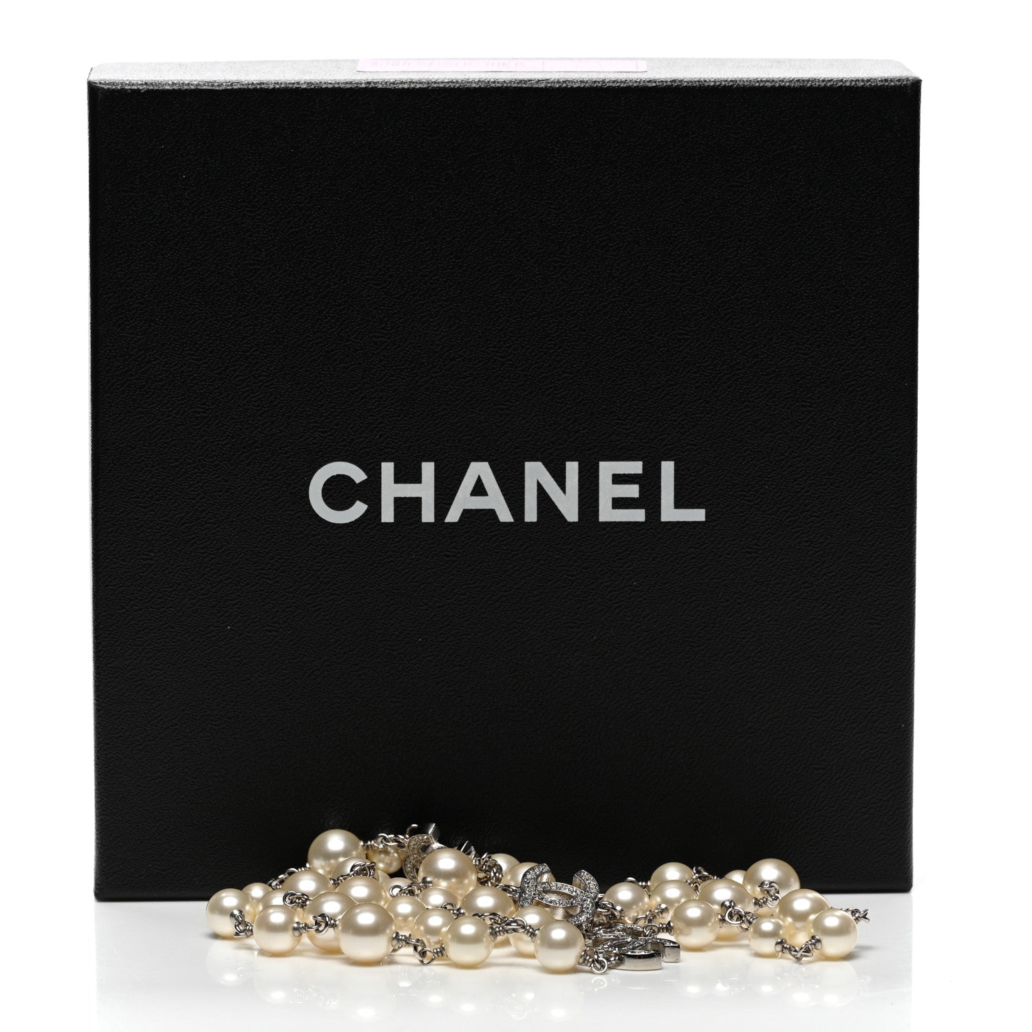 Chanel Crystal Pearl CC Long Necklace Silver 6 of 6
