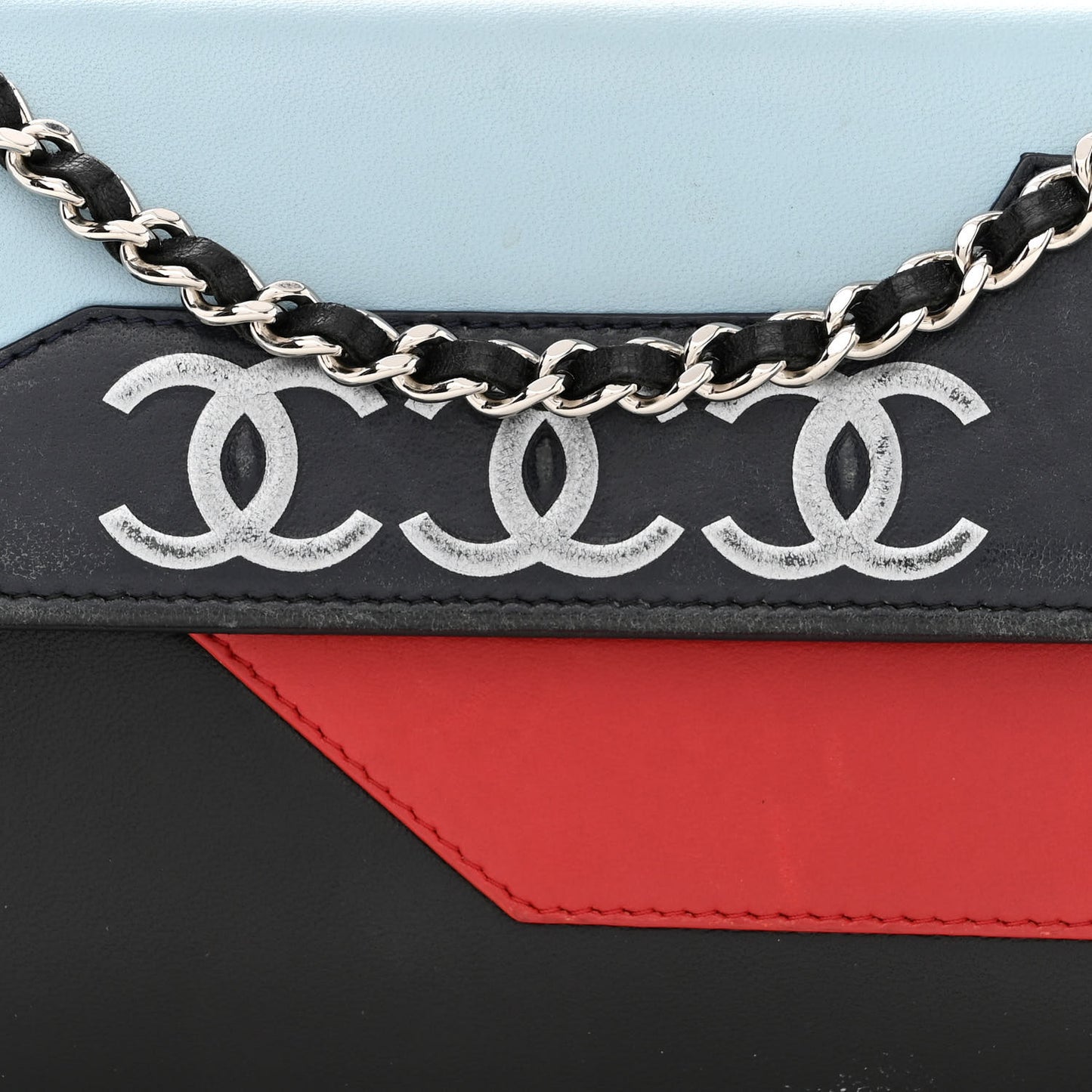 Lambskin Airlines Wallet On Chain WOC Blue Black Red