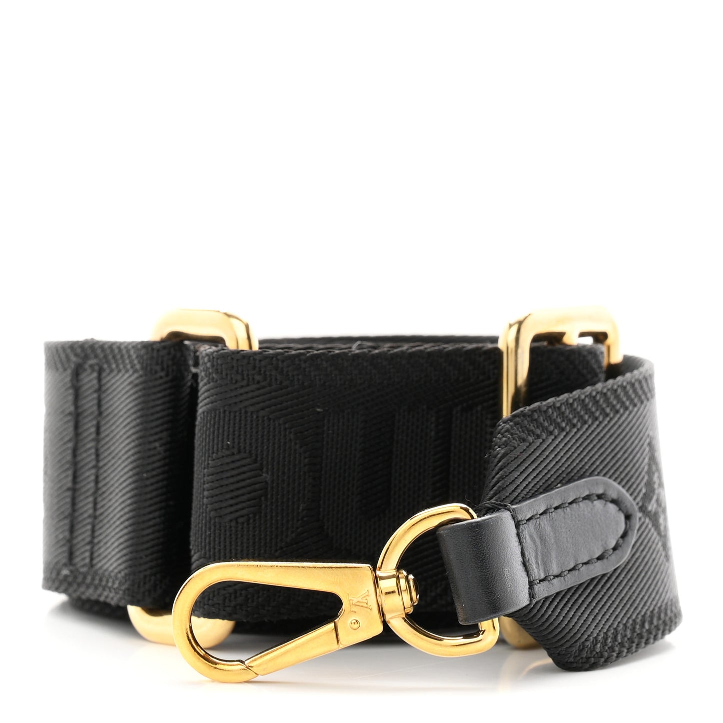Nylon Calfskin Bubblegram Wallet Strap Black