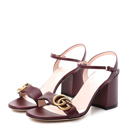 Gucci Lifford Calfskin GG Marmont Ankle Wrap 75mm Sandals 38 Vintage Bordeaux 3 of 10