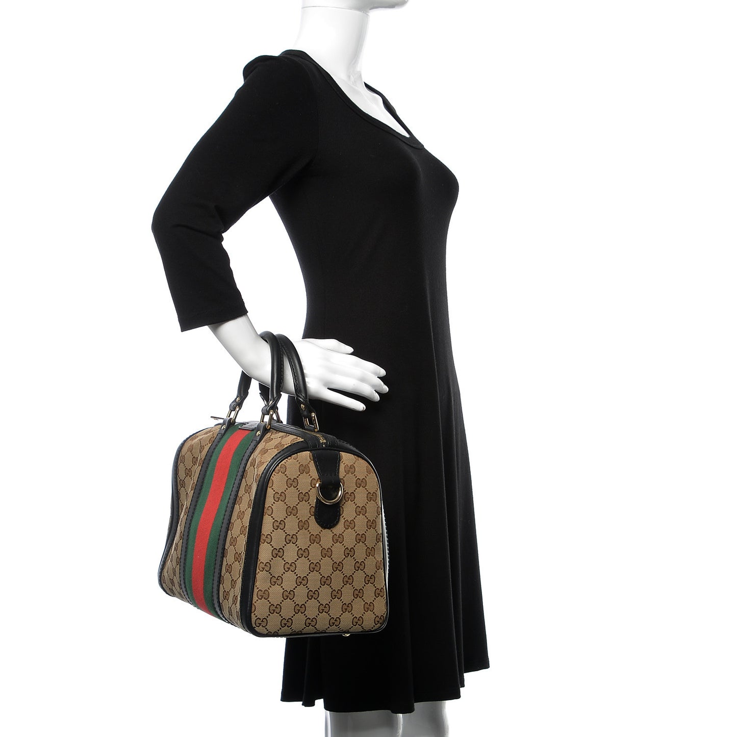 Monogram Vintage Web Medium Boston Black