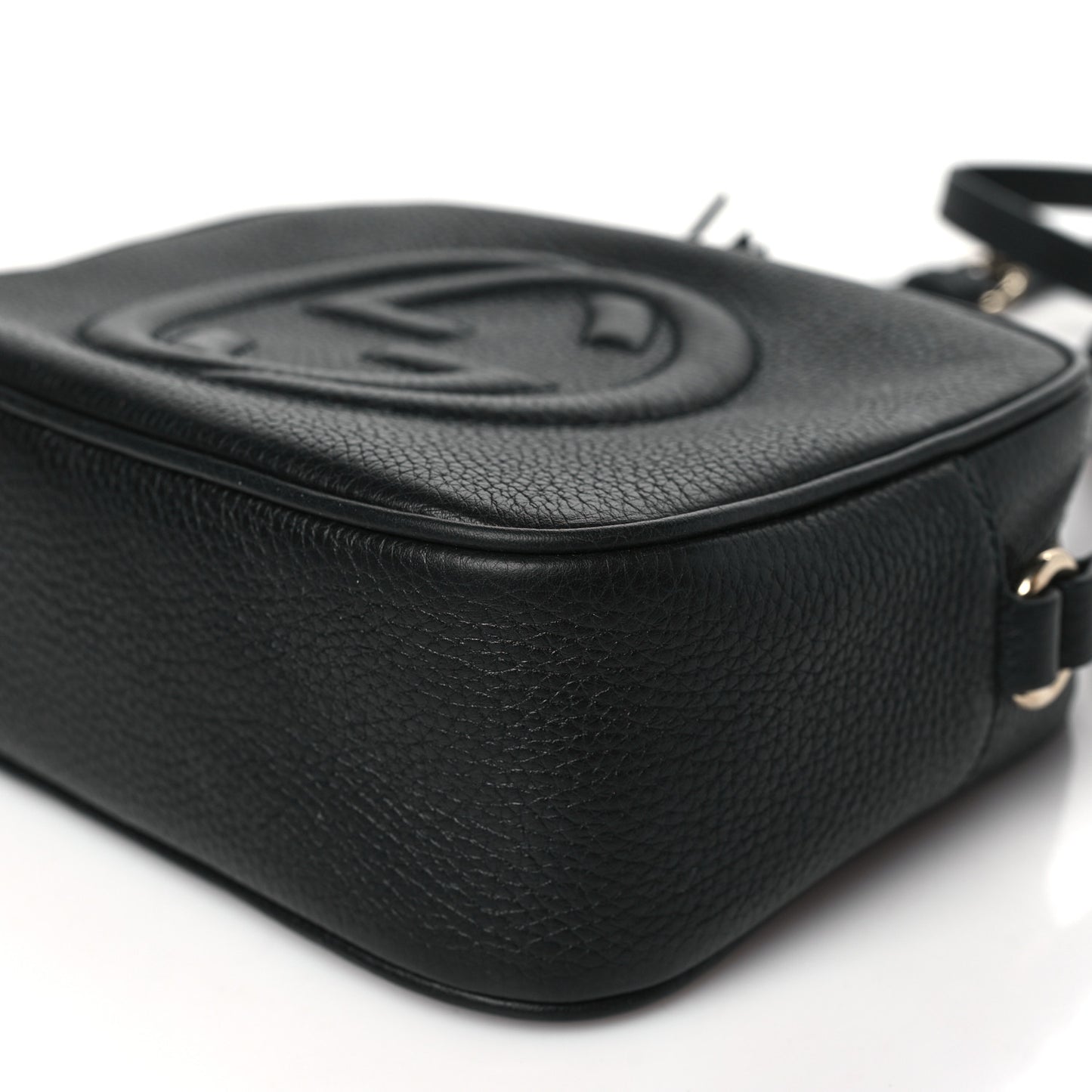 Pebbled Calfskin Small Soho Disco Bag Black