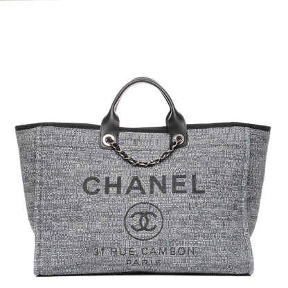 Chanel Woven Straw Raffia Large Deauville Tote Charcoal 1 of 8