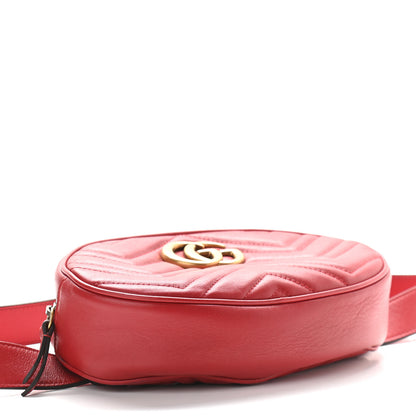 Gucci Calfskin Matelasse GG Marmont Belt Bag 85 34 Hibiscus Red 4 of 10