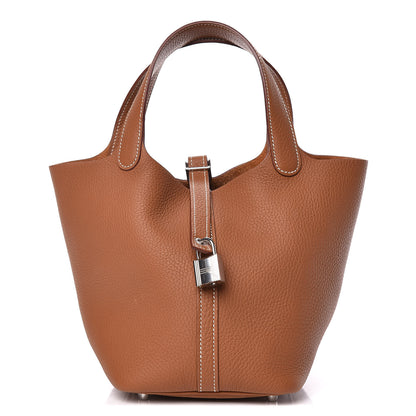 Hermes Taurillon Clemence Picotin Lock 18 PM Gold 1 of 9