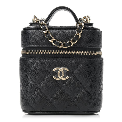 Chanel Caviar Quilted Small Handle With Care Vanity Case With Chain Black 1 of 9