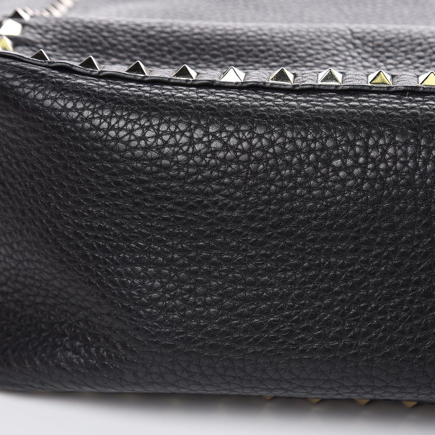 Grained Calfskin Medium Rockstud Reversible Tote Black Ivory
