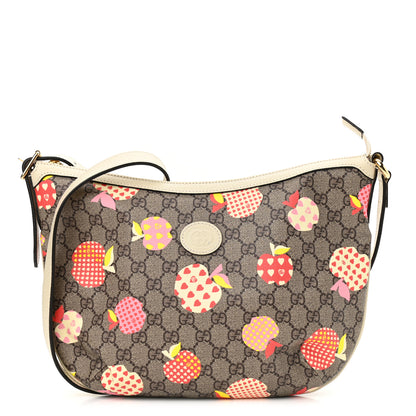 Gucci GG Supreme Monogram Les Pommes Small Ophidia Half Moon Hobo Beige Multicolor Mystic White 1 of 11
